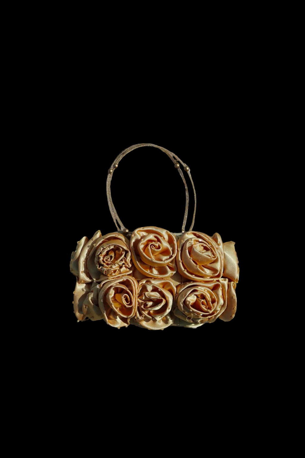 Bolso dorado flores pedrería