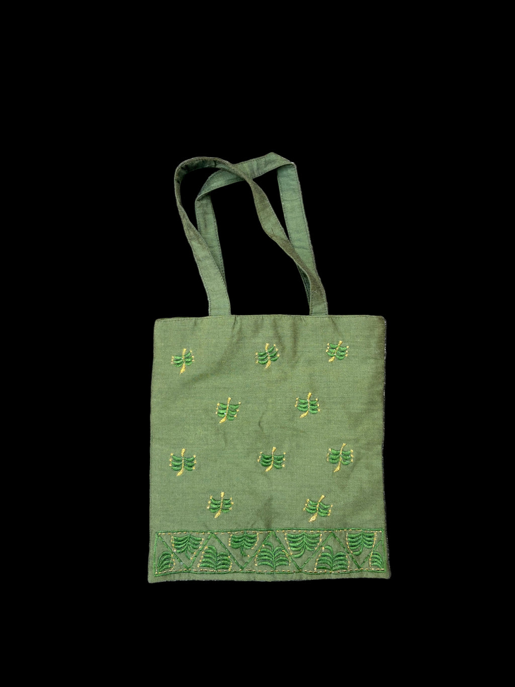 Bolso mano seda verde