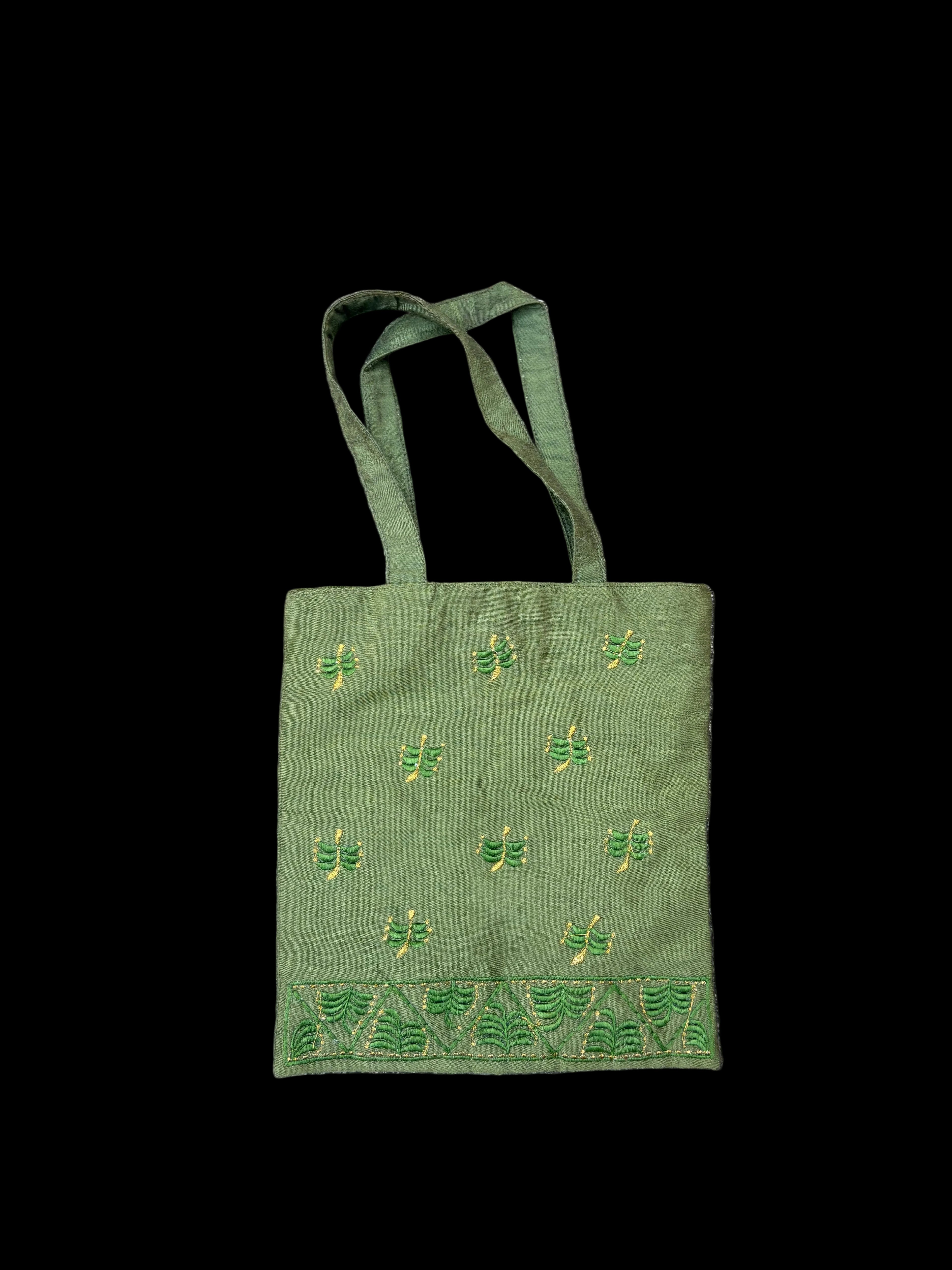 Bolso mano seda verde