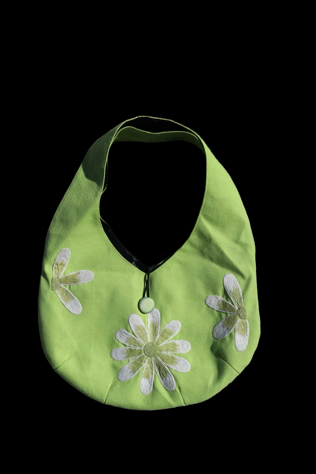 Bolso de hombro verde flores