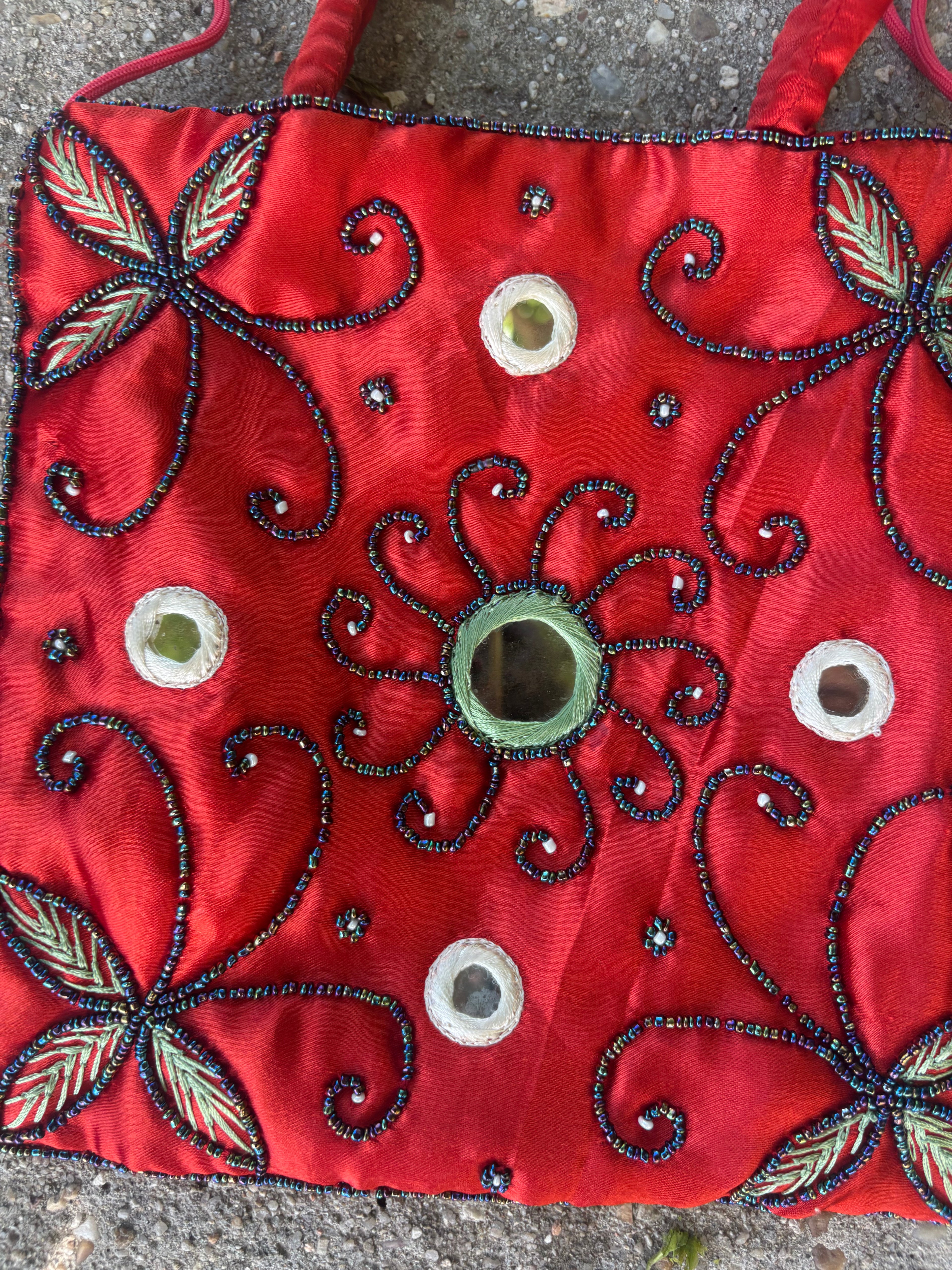 Bolso rojo espejos doble asa