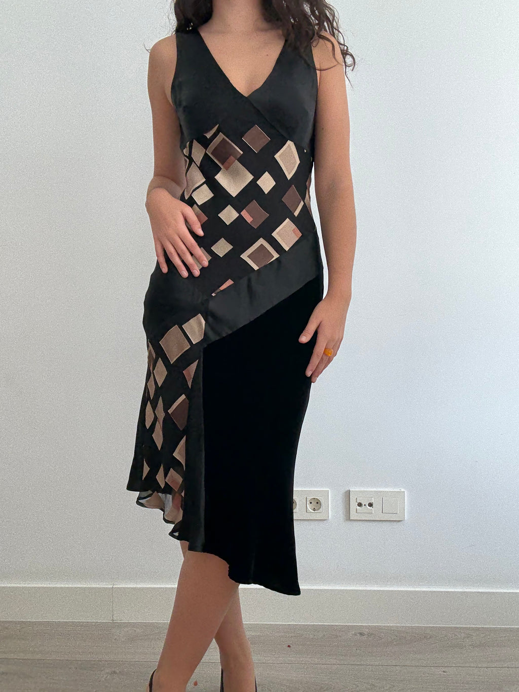 Vestido seda y terciopelo