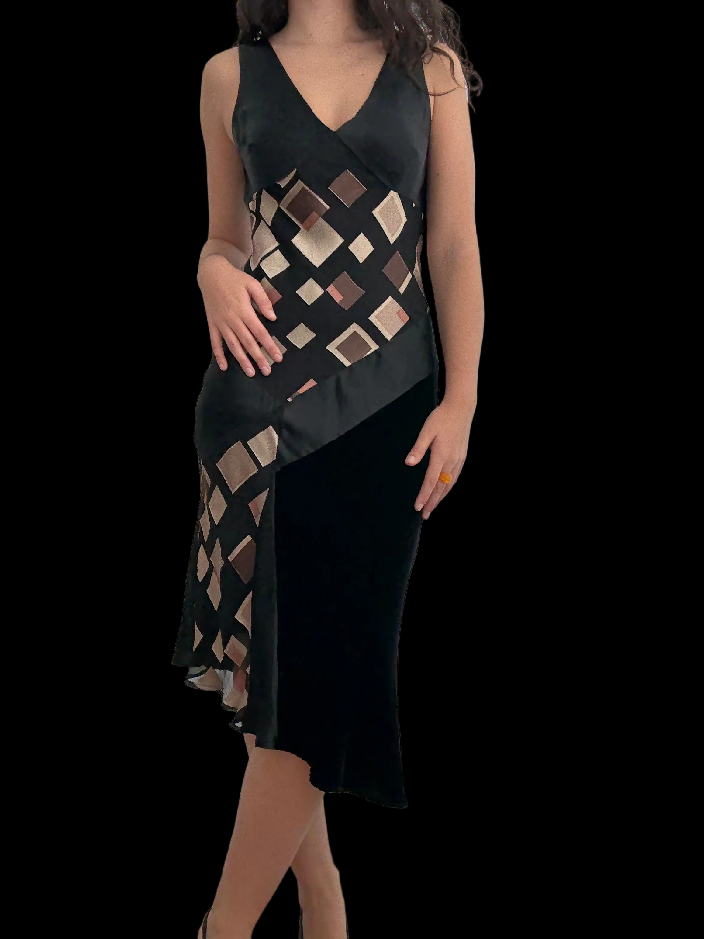 Vestido seda y terciopelo