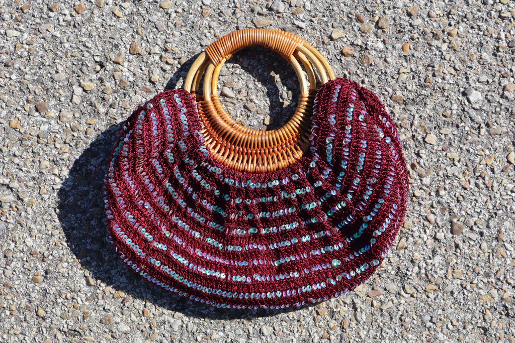 Bolso madera lentejuelas