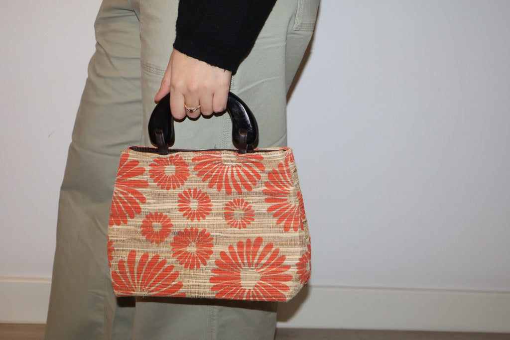 Bolso mimbre florar