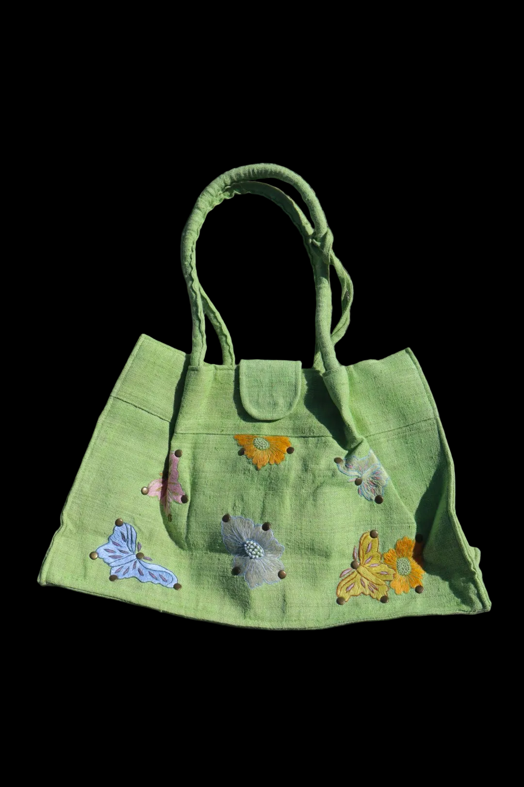 Maxi bolso verde tachuelas