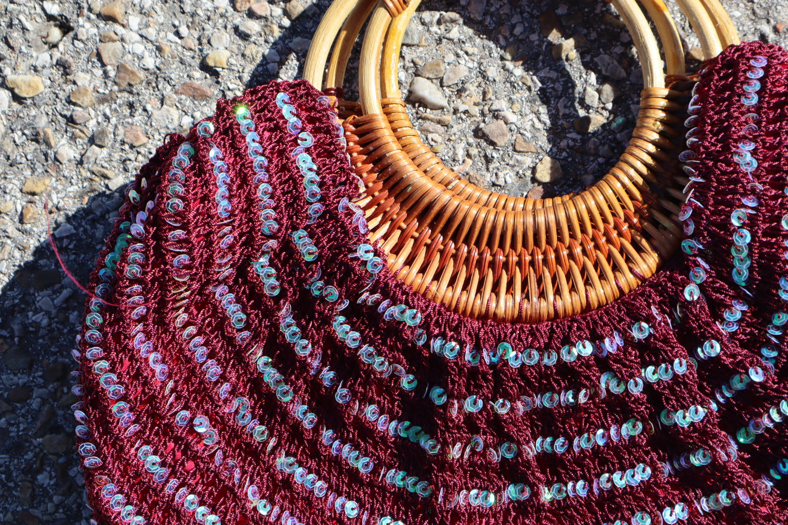 Bolso madera lentejuelas