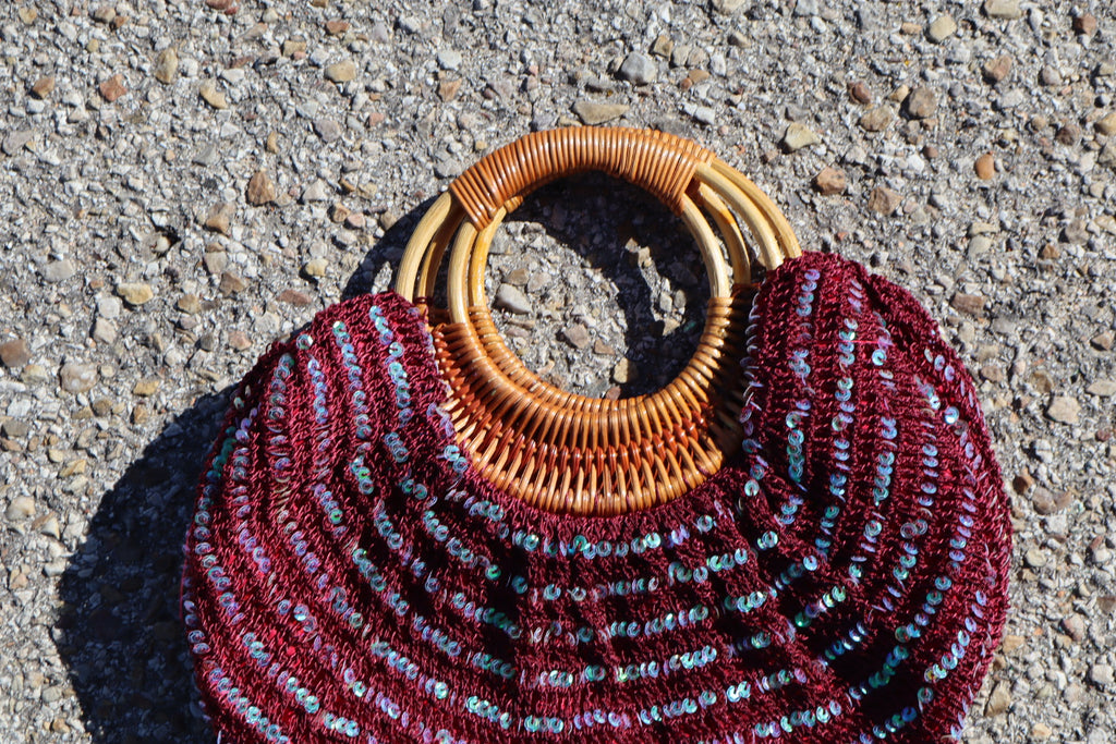 Bolso madera lentejuelas