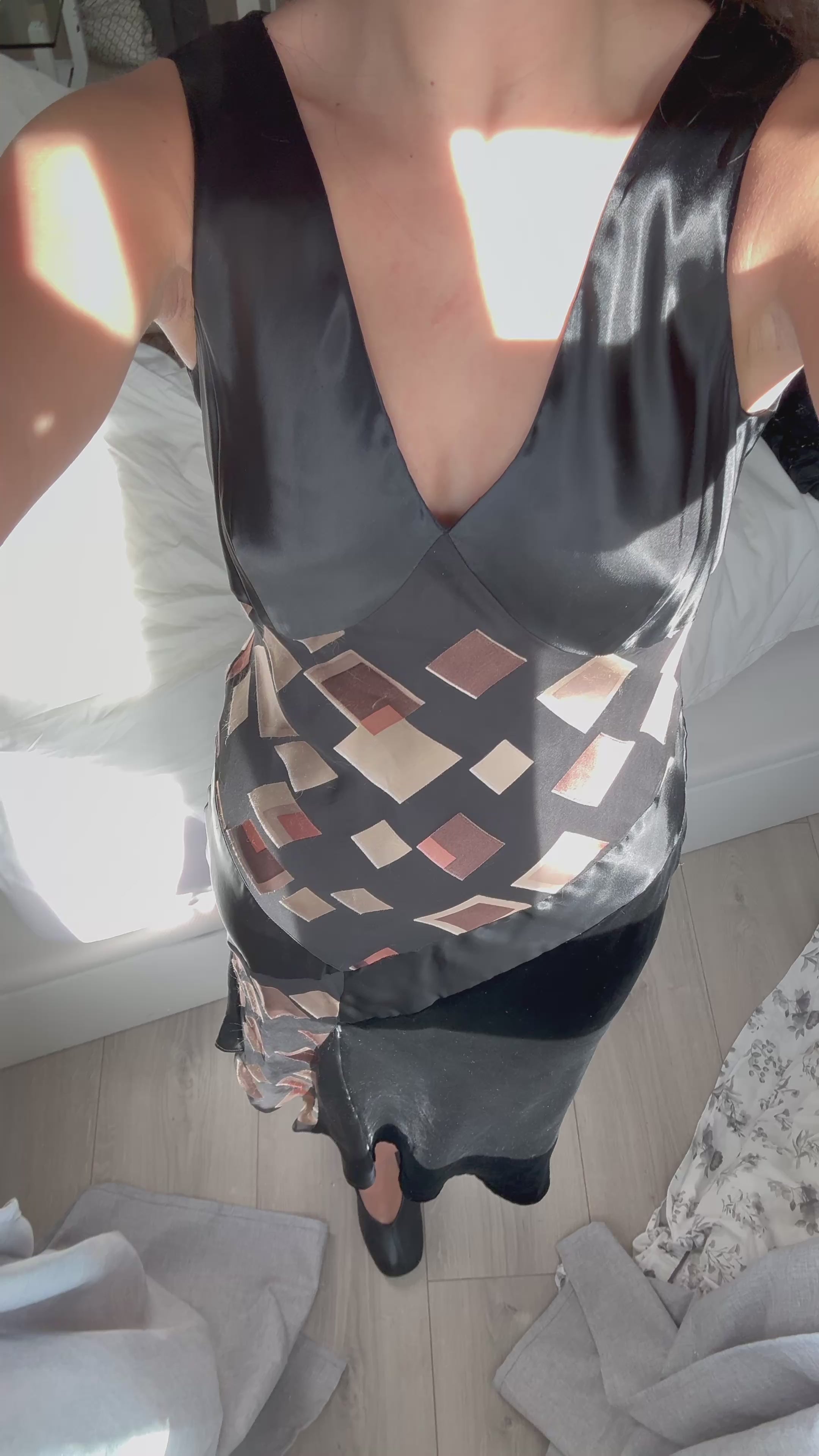 Vestido seda y terciopelo